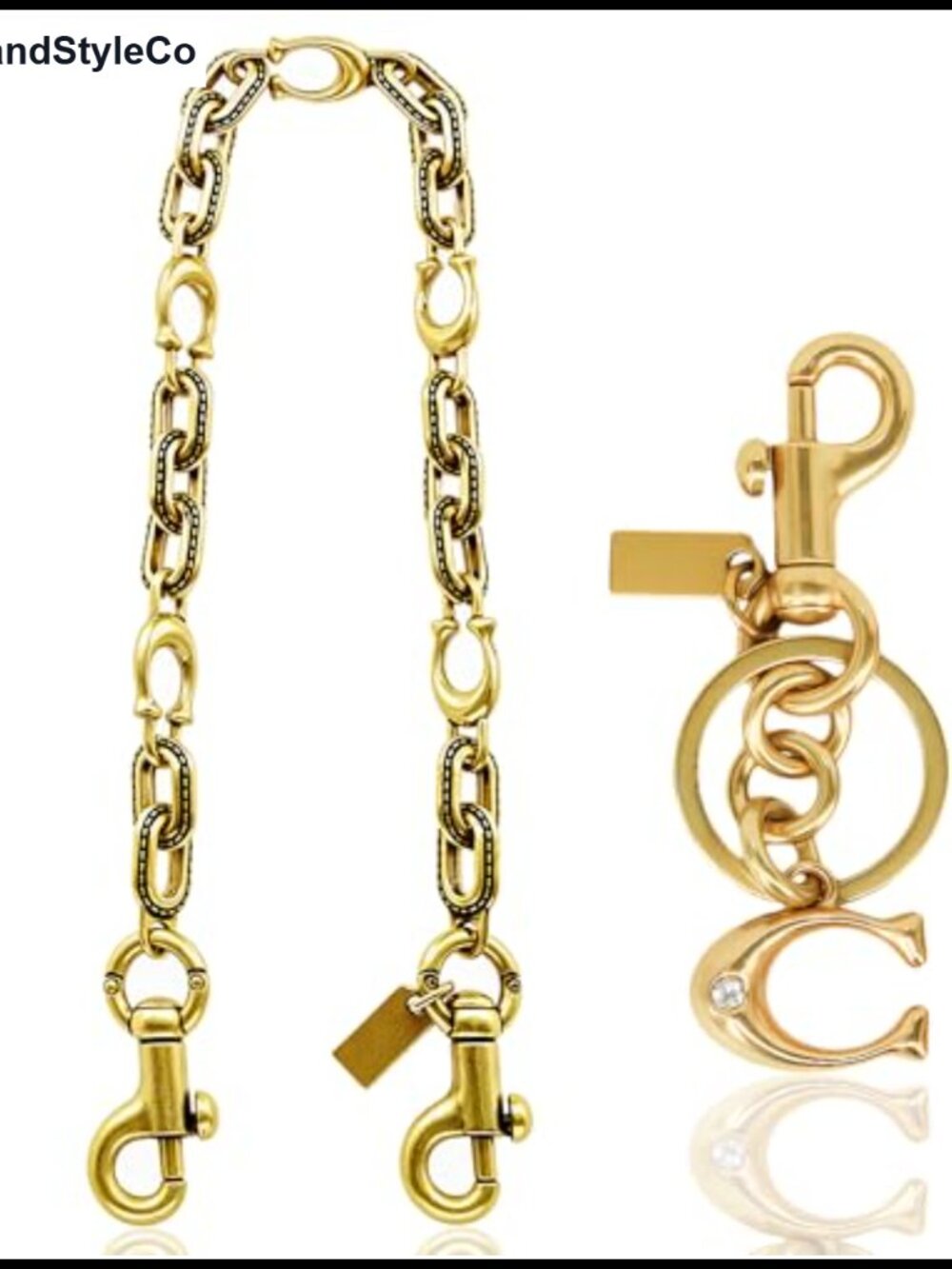 Vintage Gold Chain Charm Bag Extender Wallet Jean Chain Letter C Keychain